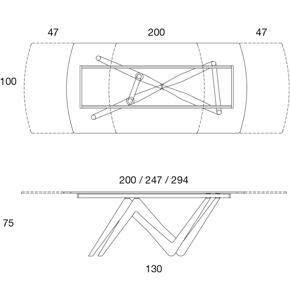 Viadurini Living Ausziehbare Esstische-Esstisch Ausziehbar bis 294 cm Polierte Keramik und Polyurethan - Stalto