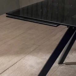 Viadurini Living Ausziehbare Esstische-Esstisch ausziehbar bis cm 240 mit gehärtetem Glas in schwarz geräuchert - Fener