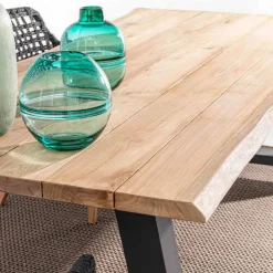 Viadurini in the Garden Gartentische Aus Teakholz-Esstisch für den Außenbereich aus Teak und Aluminium, Homemotion - Rolando