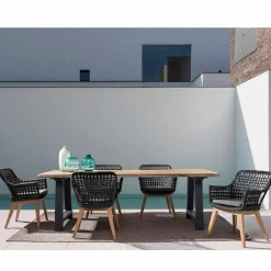 Viadurini in the Garden Gartentische Aus Teakholz-Esstisch für den Außenbereich aus Teak und Aluminium, Homemotion - Rolando