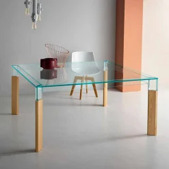 Viadurini Living Esstische Nach Mass|Esstische-Esstisch Glasplatte und Massivholzbasis Made in Italy - Presino