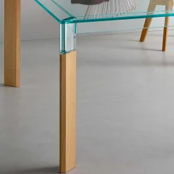 Viadurini Living Esstische Nach Mass|Esstische-Esstisch Glasplatte und Massivholzbasis Made in Italy - Presino