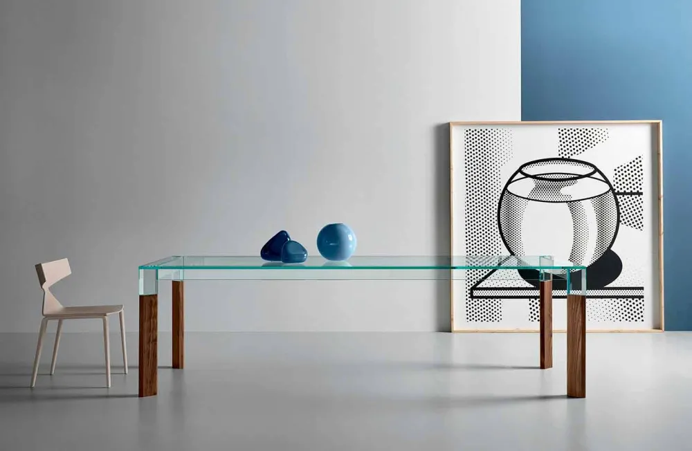 Viadurini Living Esstische Nach Mass|Esstische-Esstisch Glasplatte und Massivholzbasis Made in Italy - Presino