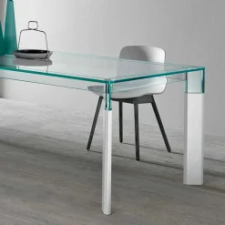 Viadurini Living Esstische Nach Mass|Esstische-Esstisch Glasplatte und Massivholzbasis Made in Italy - Presino