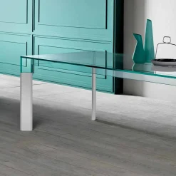 Viadurini Living Esstische Nach Mass|Esstische-Esstisch Glasplatte und Massivholzbasis Made in Italy - Presino