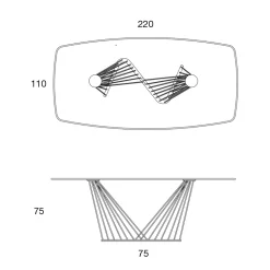 Viadurini Living Esstische-Esstisch Glasplatte und Metallseile Basis 2 Größen - Alariko