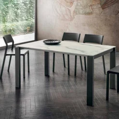 Viadurini Living Esstische-Esstisch in HPL-Marmoroptik und lackiertem Metall Made in Italy - Jupiter