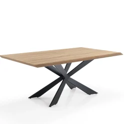 Viadurini Living Esstische-Esstisch in Mdf-Eichen-Finish und mattschwarzem Metall - Notino