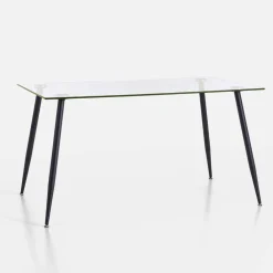 Viadurini Living Esstische-Esstisch in modernem Design aus gehärtetem Glas und schwarzem Metall - Foulard