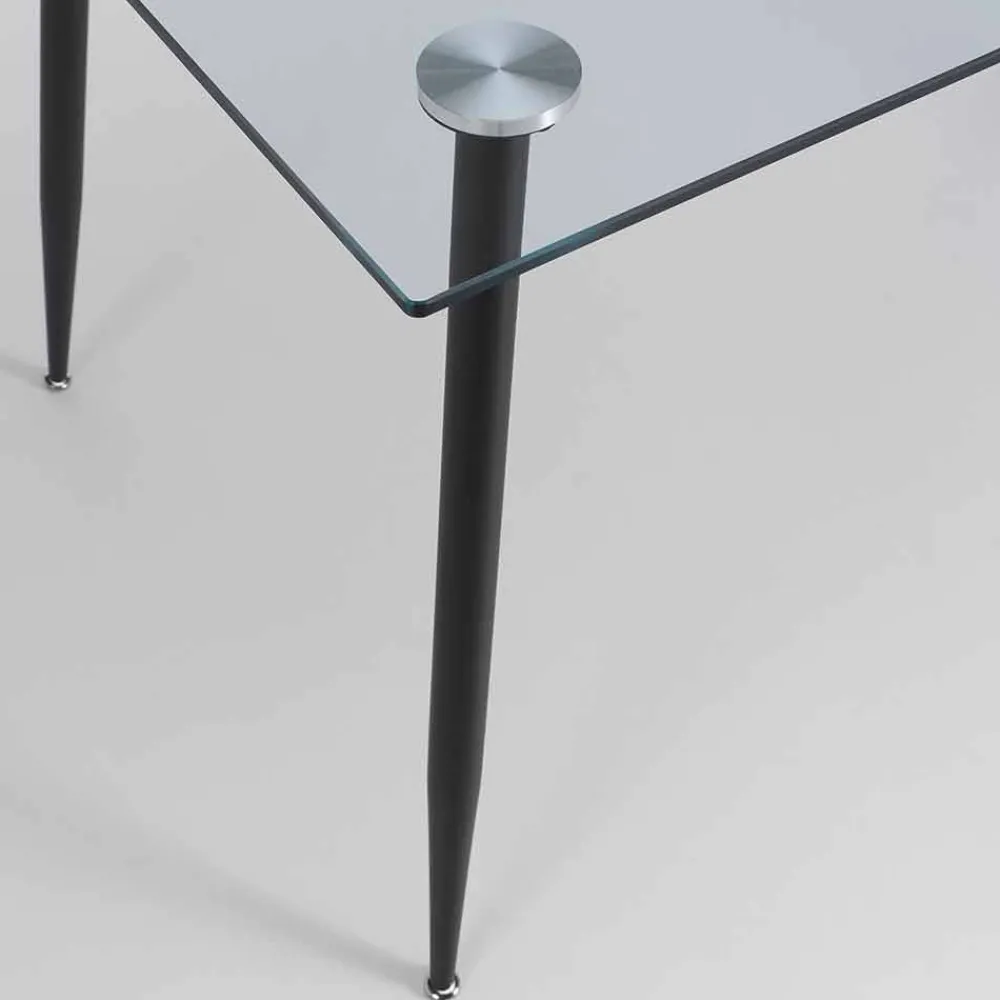 Viadurini Living Esstische-Esstisch in modernem Design aus gehärtetem Glas und schwarzem Metall - Foulard