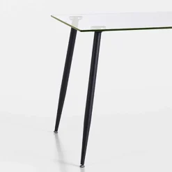 Viadurini Living Esstische-Esstisch in modernem Design aus gehärtetem Glas und schwarzem Metall - Foulard