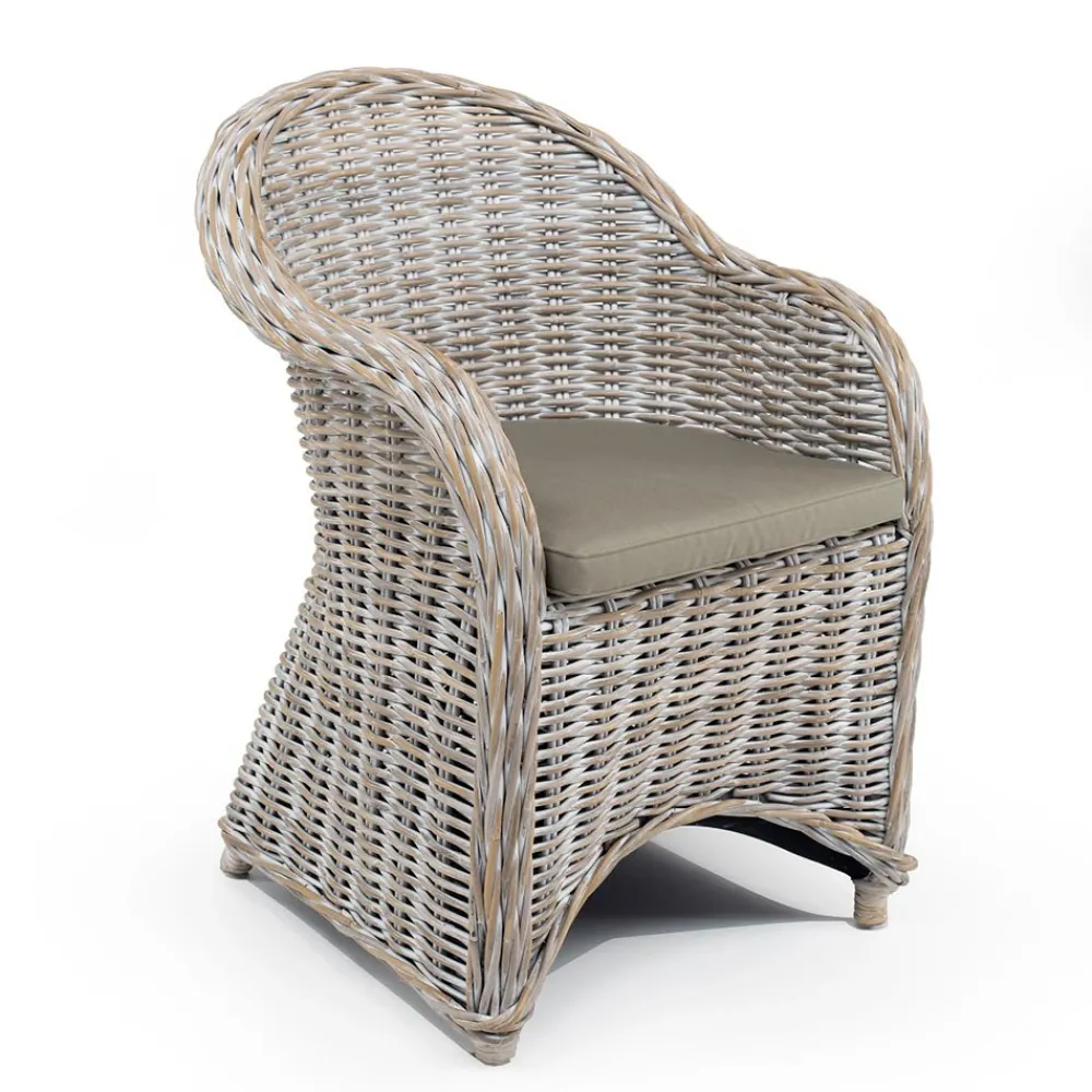 Viadurini Living Esstische-Esstisch mit Doppelfuß und 4 Rattanstühlen - Slide