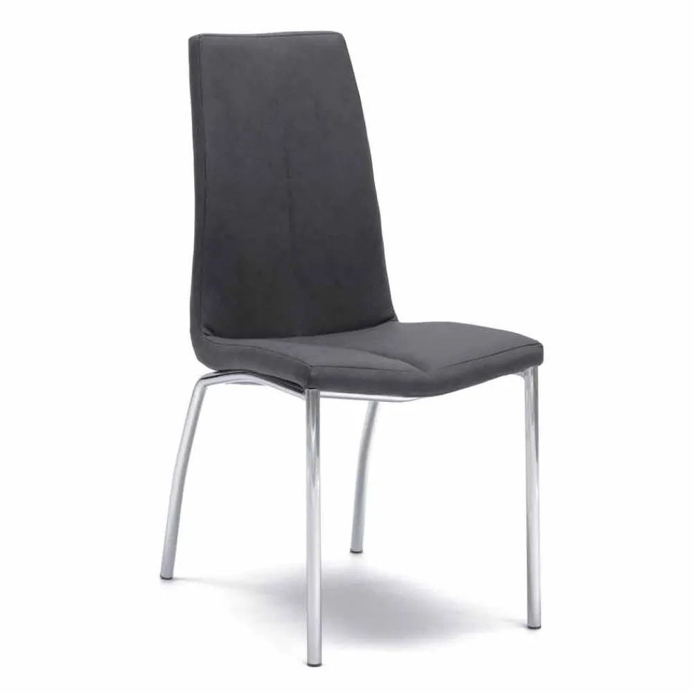 Viadurini Living Moderne Stühle-Esstisch mit Fuß aus verchromtem Metall, bezogen mit Kunstleder 4 Stück - Ilda