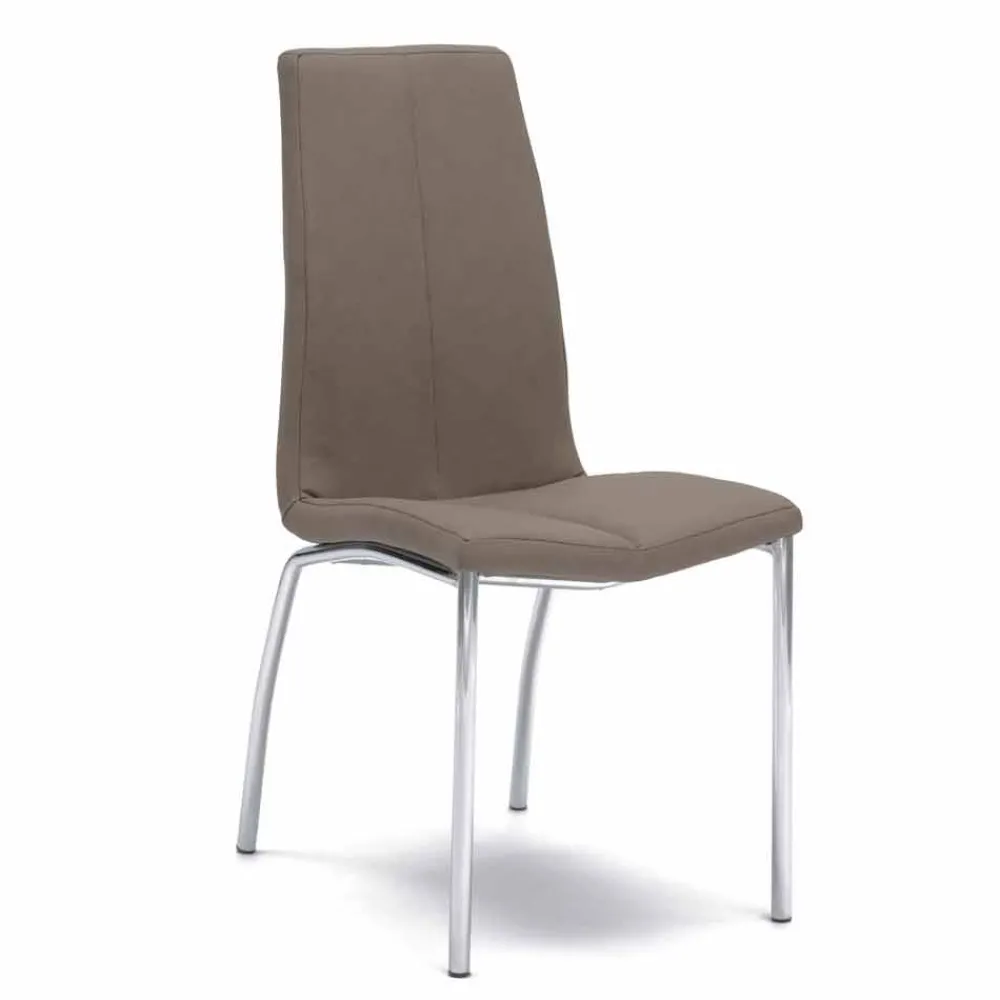 Viadurini Living Moderne Stühle-Esstisch mit Fuß aus verchromtem Metall, bezogen mit Kunstleder 4 Stück - Ilda