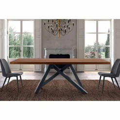 Viadurini Living Esstische-Esstisch mit furnierter Holzplatte, hergestellt in Italien – Settimmio