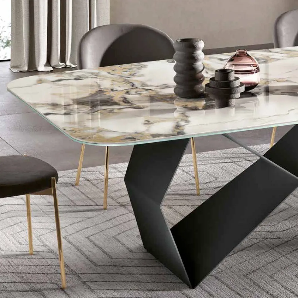 Viadurini Living Esstische-Esstisch mit Keramikplatte in Marmoroptik Made in Italy - Mirco