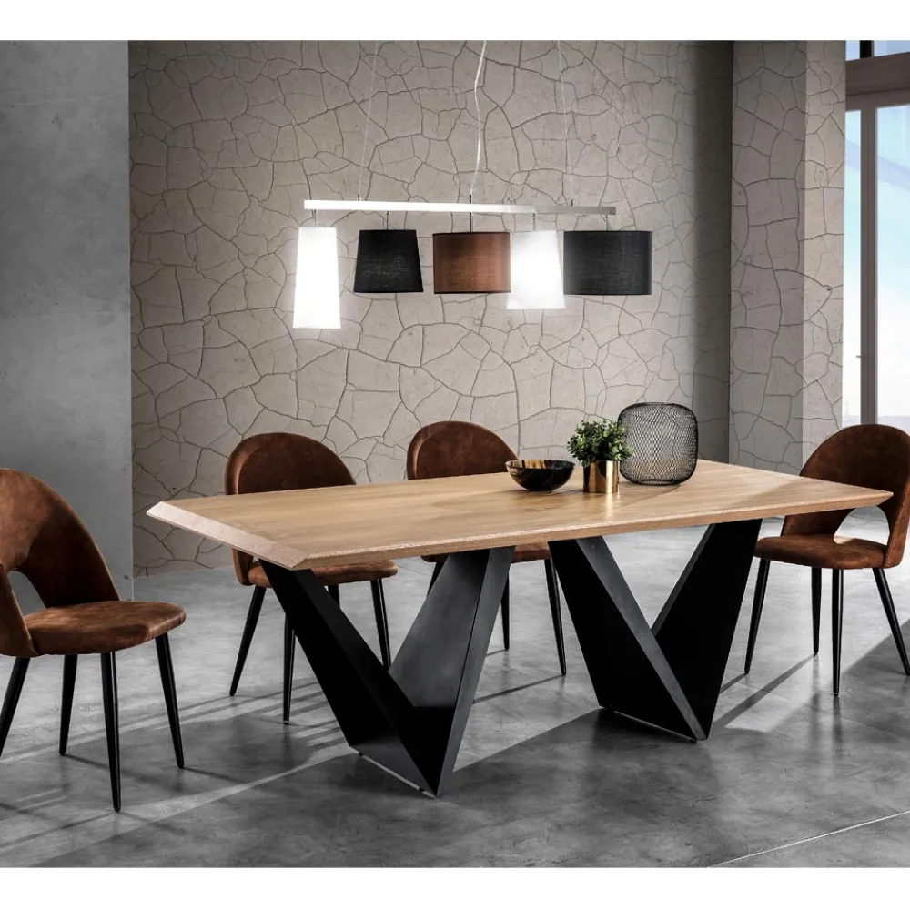 Viadurini Living Esstische-Esstisch mit Platte in Mdf furnierter Eiche - Helene