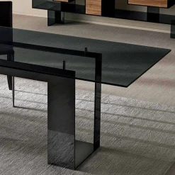 Viadurini Living Esstische Nach Mass|Esstische-Esstisch mit Rauchglasplatte und Metallgestell 4 Dimensionen - Speck