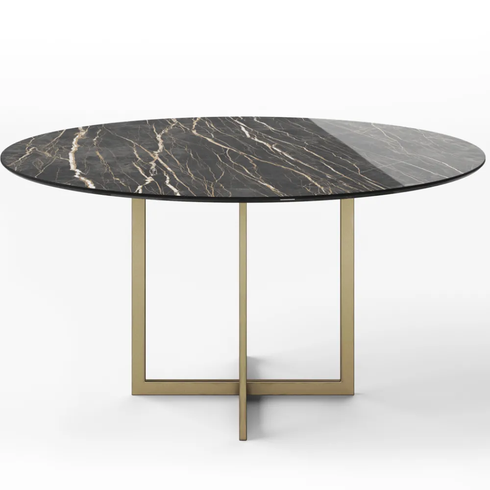 Viadurini Living Runde Tische-Esstisch mit runder Platte aus Feinsteinzeug Made in Italy - Emilio