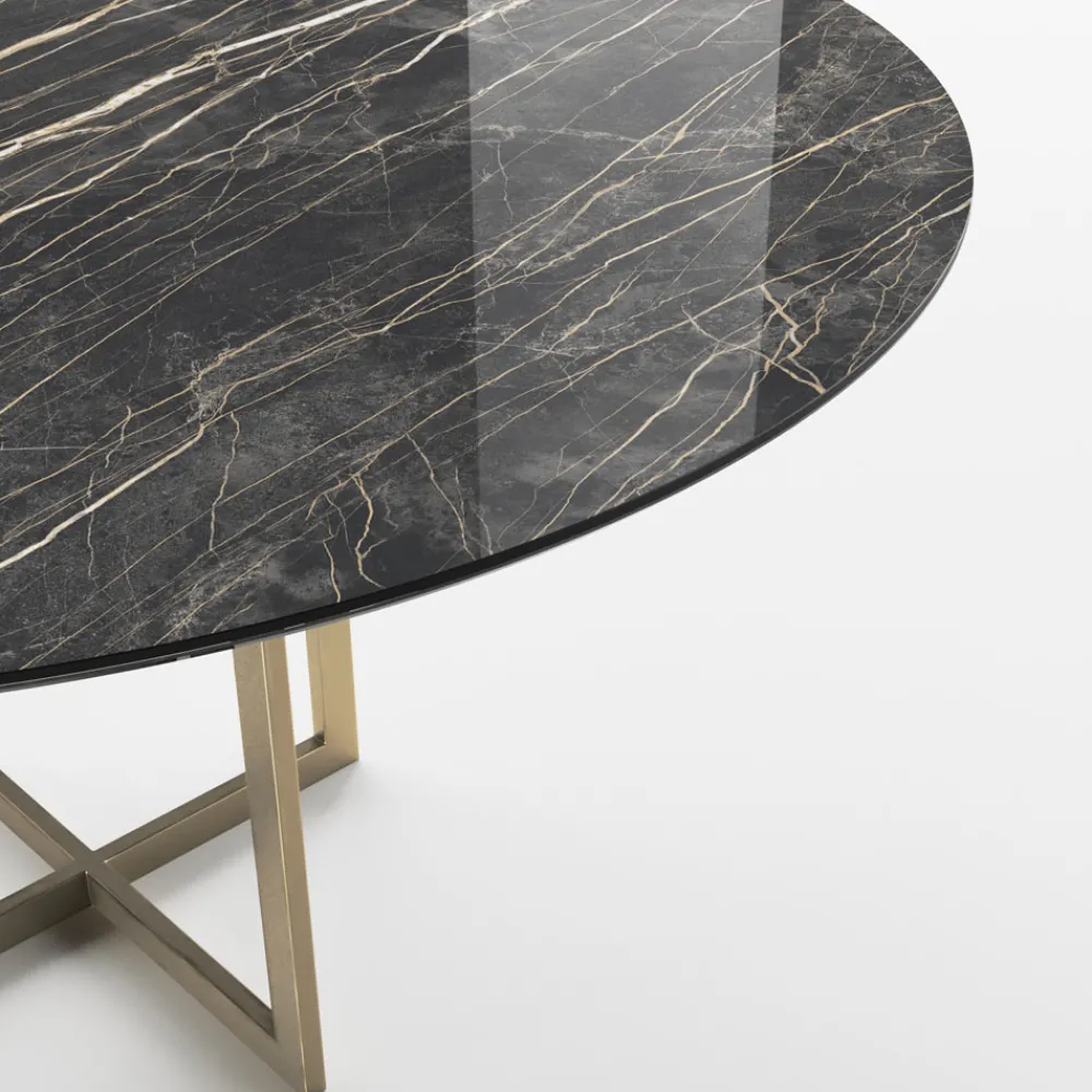 Viadurini Living Runde Tische-Esstisch mit runder Platte aus Feinsteinzeug Made in Italy - Emilio