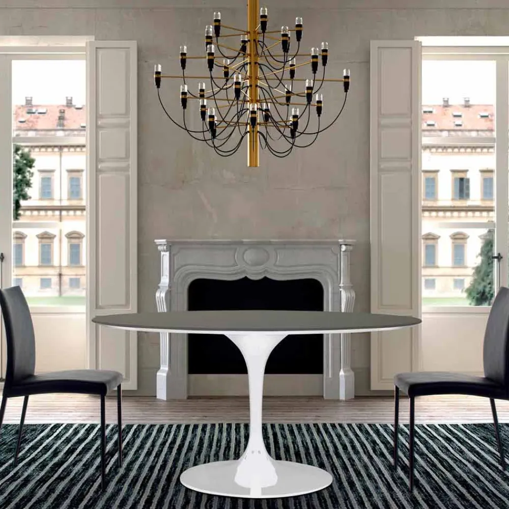 Viadurini Living Runde Tische-Esstisch mit runder Platte aus hochwertigem Fenix, hergestellt in Italien – Dollars