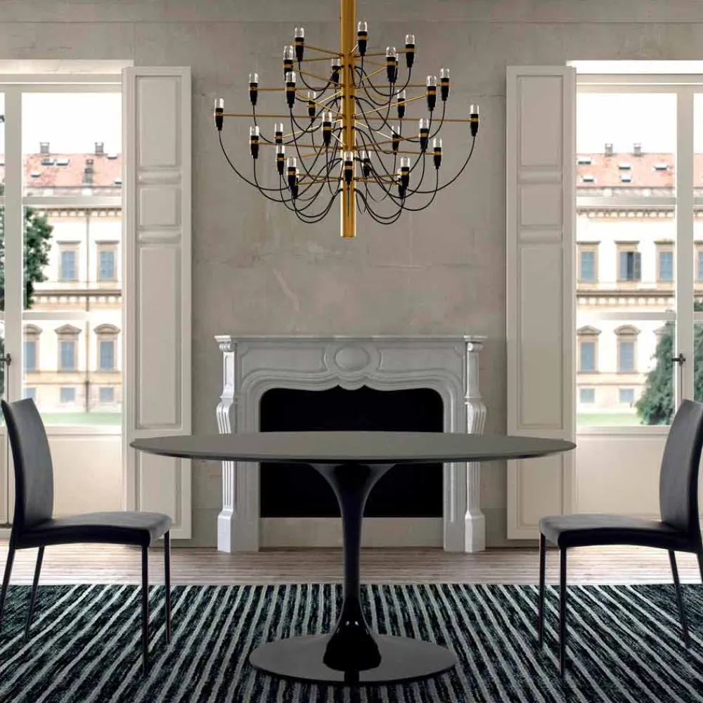 Viadurini Living Runde Tische-Esstisch mit runder Platte aus hochwertigem Fenix, hergestellt in Italien – Dollars