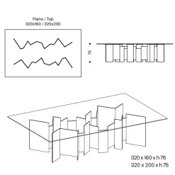 Viadurini Living Esstische Nach Mass|Esstische-Esstisch mit Untergestell und rechteckiger Glasplatte Made in Italy - Thommy