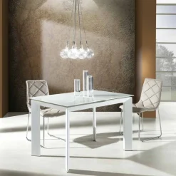 Viadurini Living Ausziehbare Esstische-Esstisch mit Zeno weiß lackiertem Hartglas