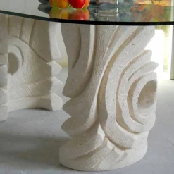 Viadurini Living Esstische Nach Mass|Esstisch Oval-Esstisch oval aus Stein mit Tischplatte aus Kristall Erinni