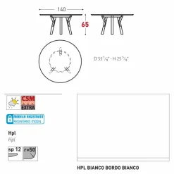 Varaschin Gartentische Fest|Runde Tische-Esstisch rund H 65 cm