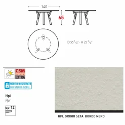 Varaschin Gartentische Fest|Runde Tische-Esstisch rund H 65 cm