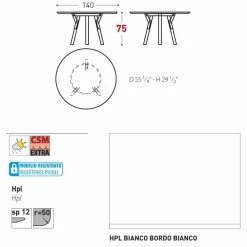 Varaschin Gartentische Fest|Runde Tische-Esstisch rund H 75 cm Link