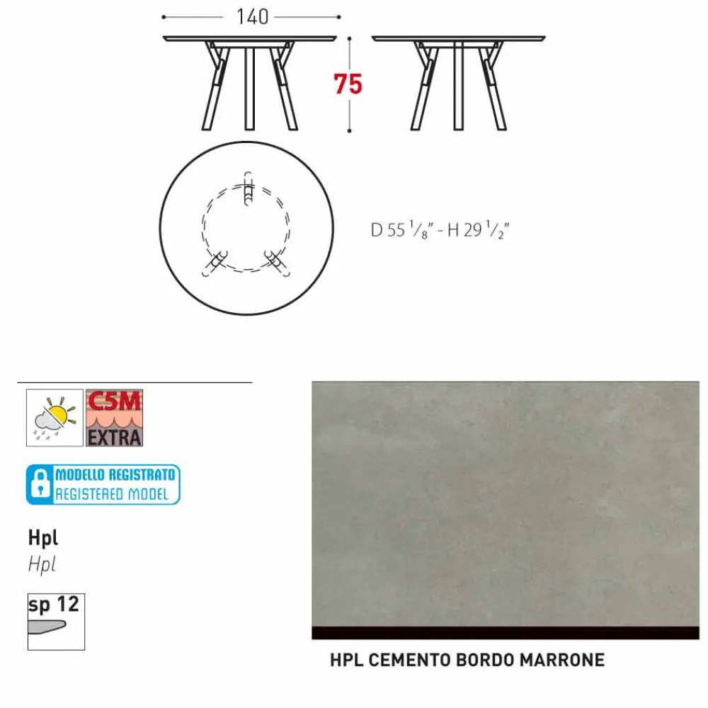 Varaschin Gartentische Fest|Runde Tische-Esstisch rund H 75 cm Link