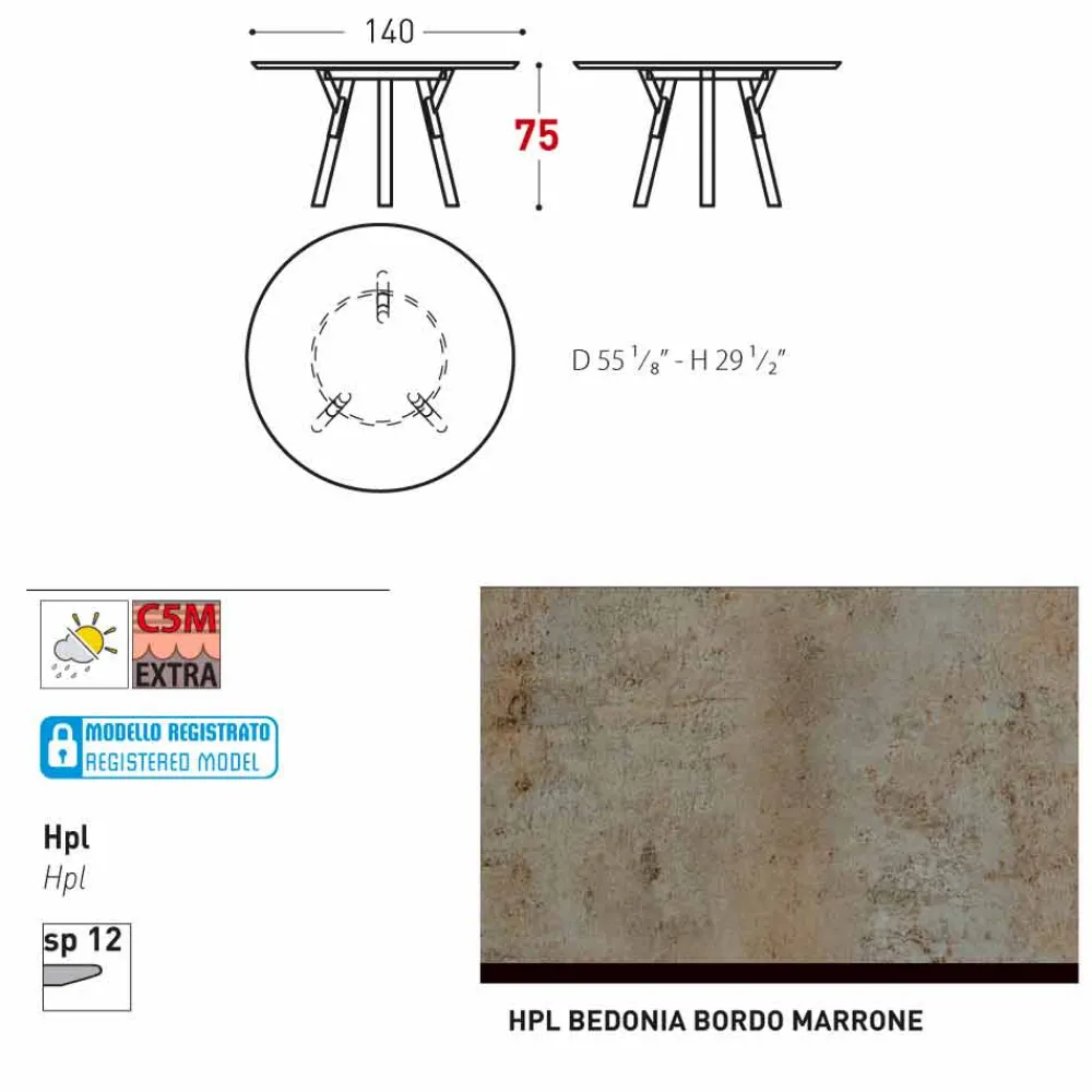 Varaschin Gartentische Fest|Runde Tische-Esstisch rund H 75 cm Link