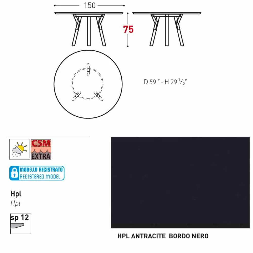 Varaschin Gartentische Fest|Runde Tische-Esstisch rund H 75 cm Link