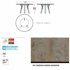 Varaschin Gartentische Fest|Runde Tische-Esstisch rund H 75 cm