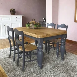 Viadurini Living Esstische Nach Mass|Esstische-Esstisch und 4 Stühle aus geknoteter Eiche inklusive Made in Italy