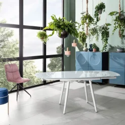 Viadurini Living Ausziehbare Esstische-Esstisch verlängerbar mit Glas Tischplatte Japan New