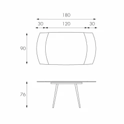 Viadurini Living Ausziehbare Esstische-Esstisch verlängerbar mit Glas Tischplatte Japan New