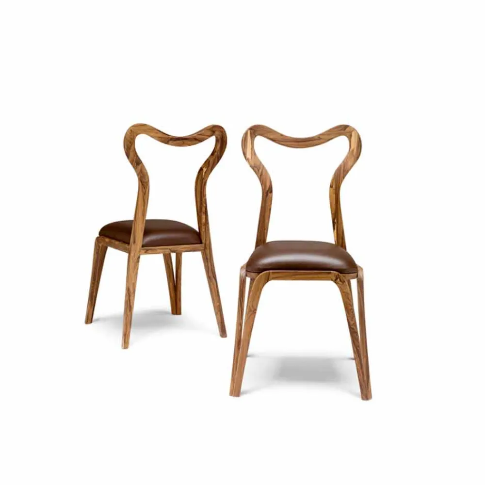 Viadurini Living Design Stühle-Esszimmer Stuhl aus Holz und Leder in modernem Design, 41x46cm, Carol