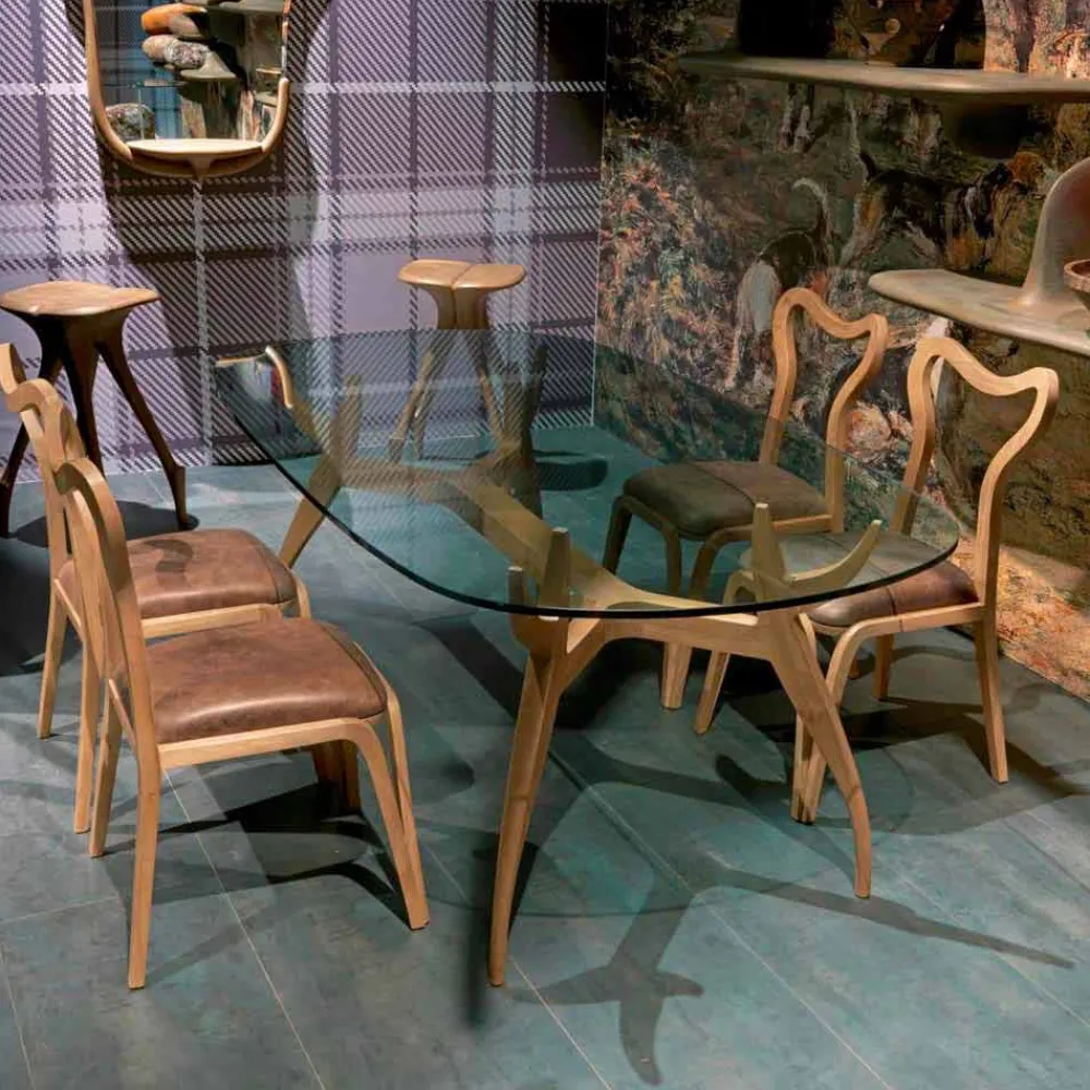 Viadurini Living Design Stühle-Esszimmer Stuhl aus Holz und Leder in modernem Design, 41x46cm, Carol