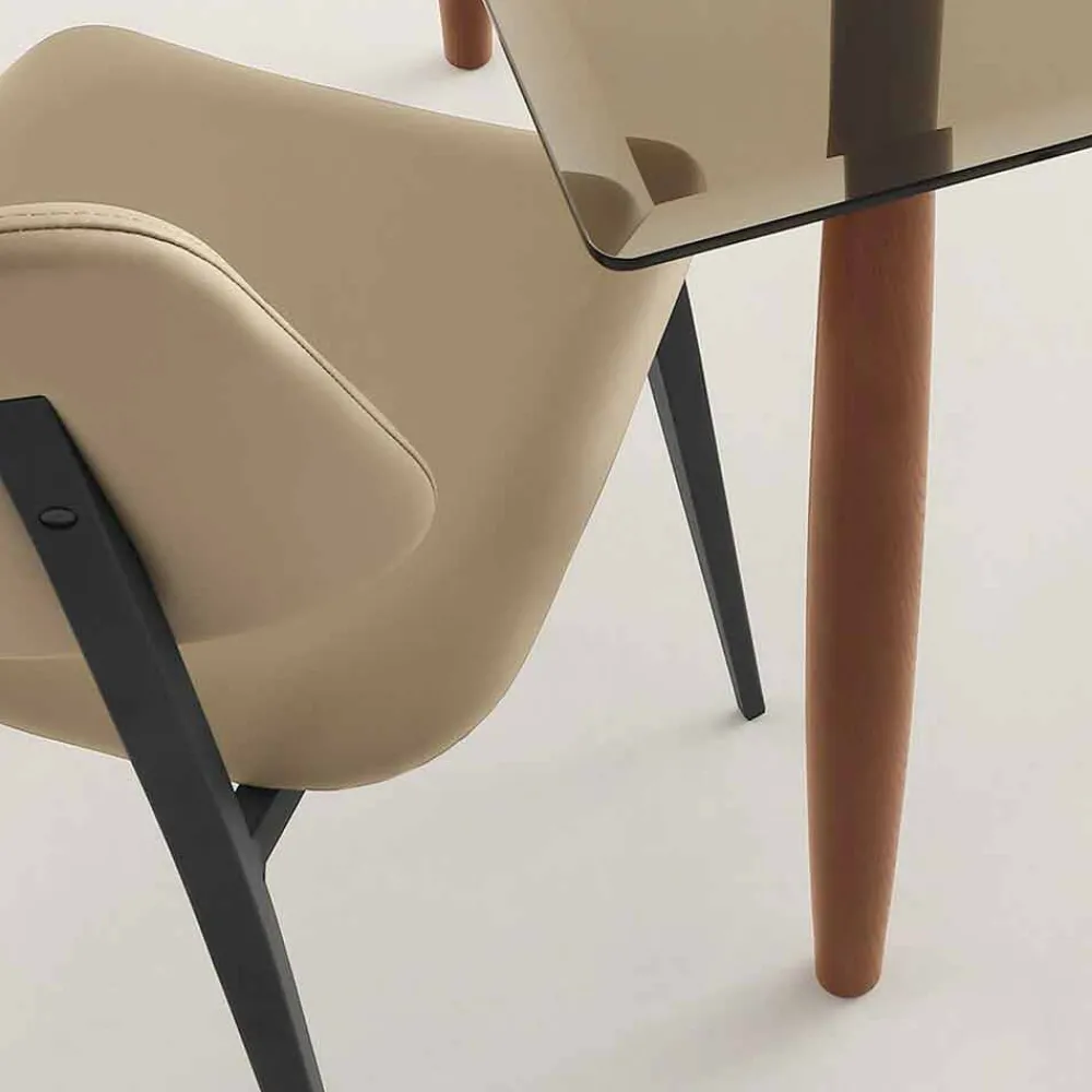 Viadurini Living Moderne Stühle-Esszimmerstuhl aus Ecoleather und Metall Made in Italy, 2 Stück - Selen