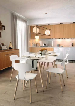 Viadurini Living Moderne Stühle-Esszimmerstuhl aus Holz und Polypropylen Made in Italy, 2 Stück - Klee