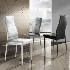 Viadurini Living Moderne Stühle-Esszimmerstuhl aus Kunstleder und Metall 4-teilig - Menorca