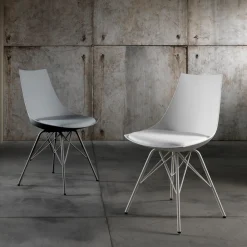 Viadurini Living Moderne Stühle-Esszimmerstuhl aus Leder, Polypropylen und Metall 2 Stück - Renella