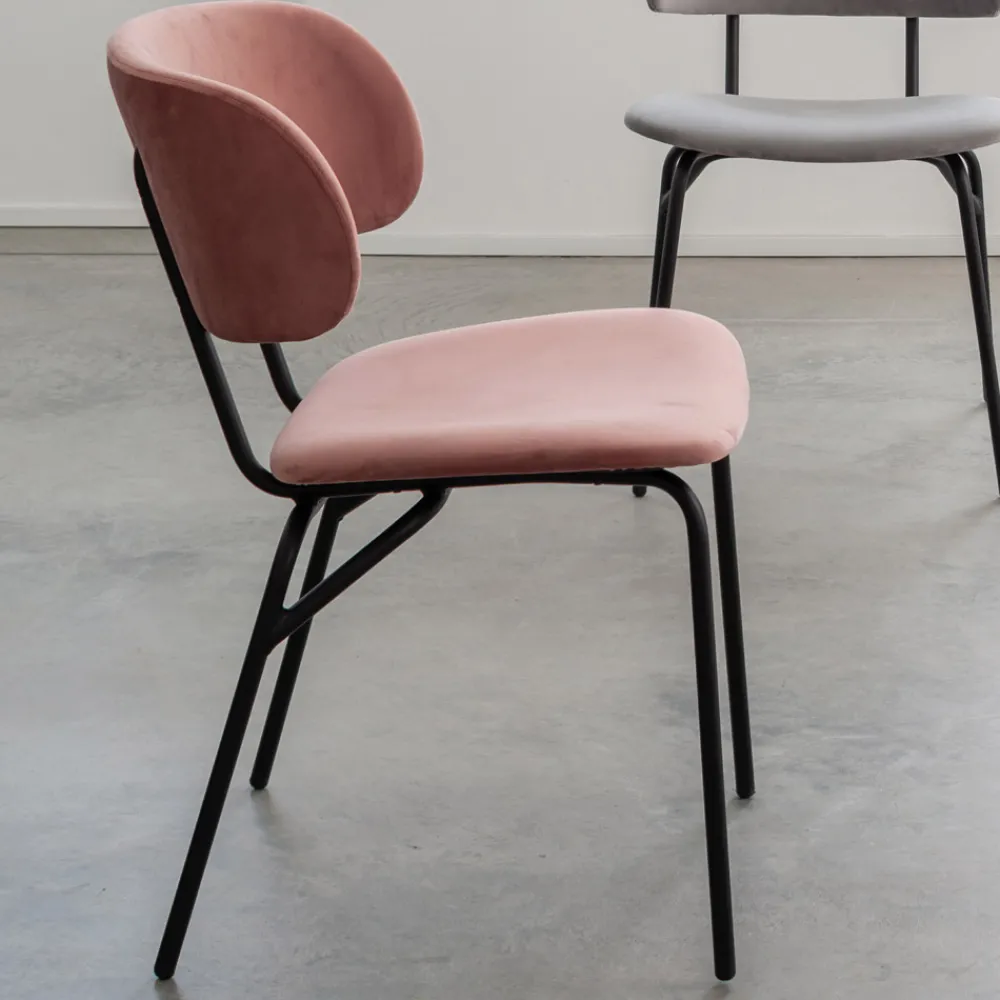 Viadurini Living Design Stühle-Esszimmerstuhl aus Metall und schmutzabweisendem Samt, 2 Stück - Valnerina