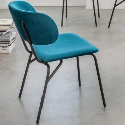 Viadurini Living Design Stühle-Esszimmerstuhl aus Metall und schmutzabweisendem Samt, 2 Stück - Valnerina