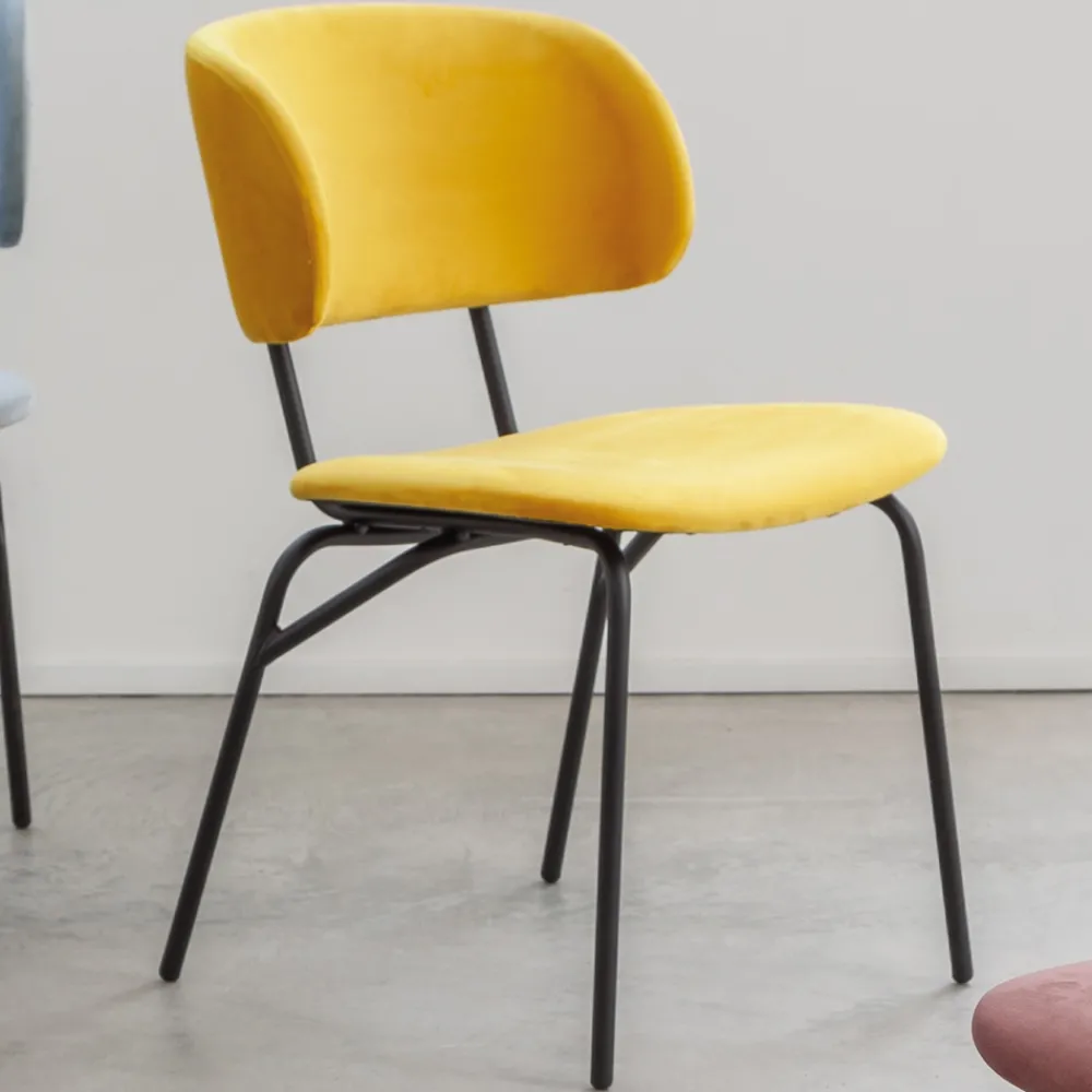 Viadurini Living Design Stühle-Esszimmerstuhl aus Metall und schmutzabweisendem Samt, 2 Stück - Valnerina