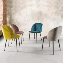 Viadurini Living Moderne Stühle-Esszimmerstuhl aus Samt mit schwarzen Metallbeinen, 4 Stück - Hanna