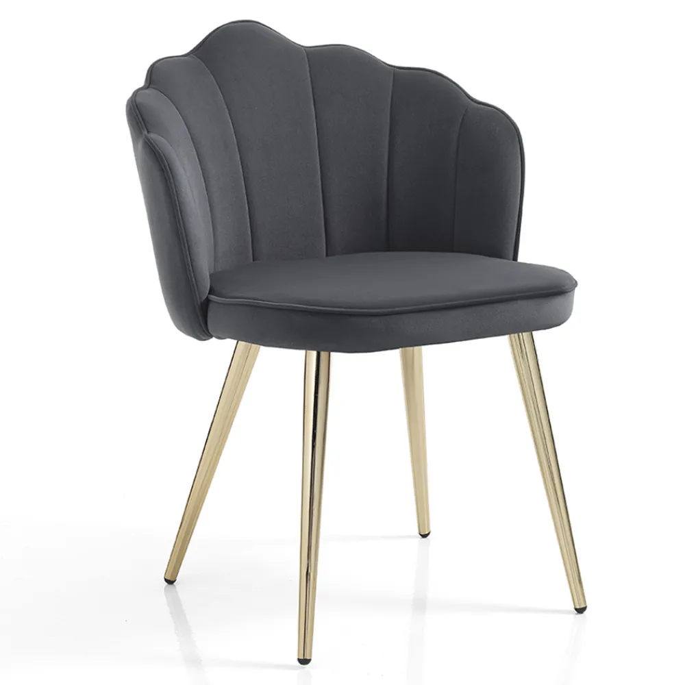 Viadurini Living Moderne Stühle-Esszimmerstuhl aus Stoff und Metall Gold Finish 4 Stück - Refined